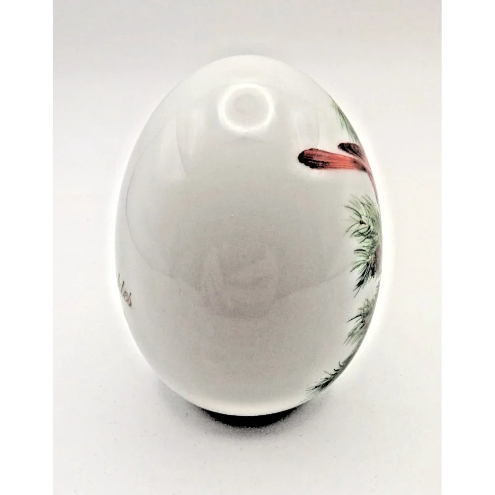 Vintage 1984 Avon Porcelain Egg Cardinals Bird Winter Sparkles with Bold Beauty